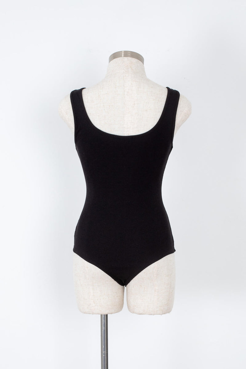 Women's black ribbed summer bodysuit | Kariella