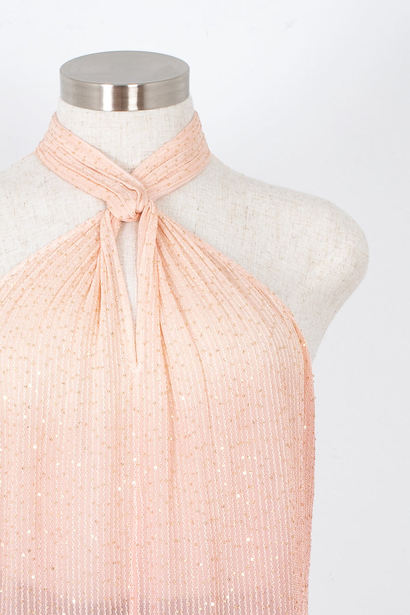 Women's pink sequin halter top blouse | Kariella