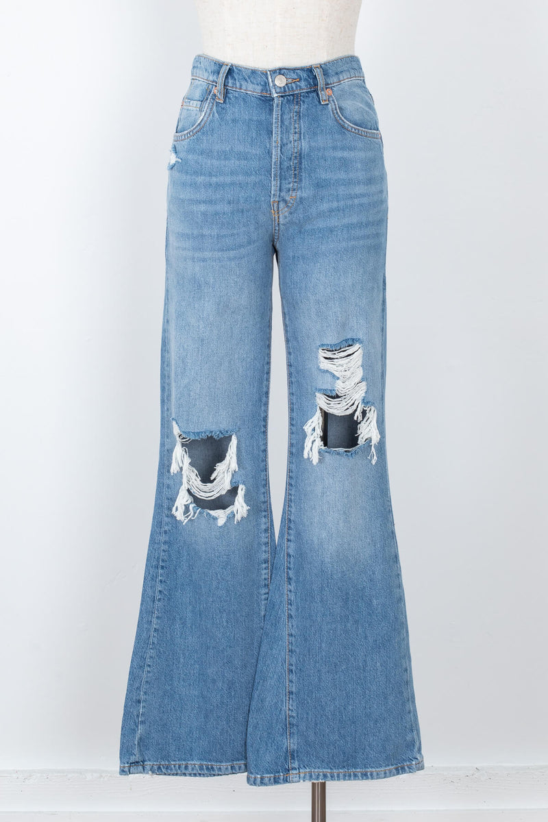 Women's distressed wide leg jeans | Kariella