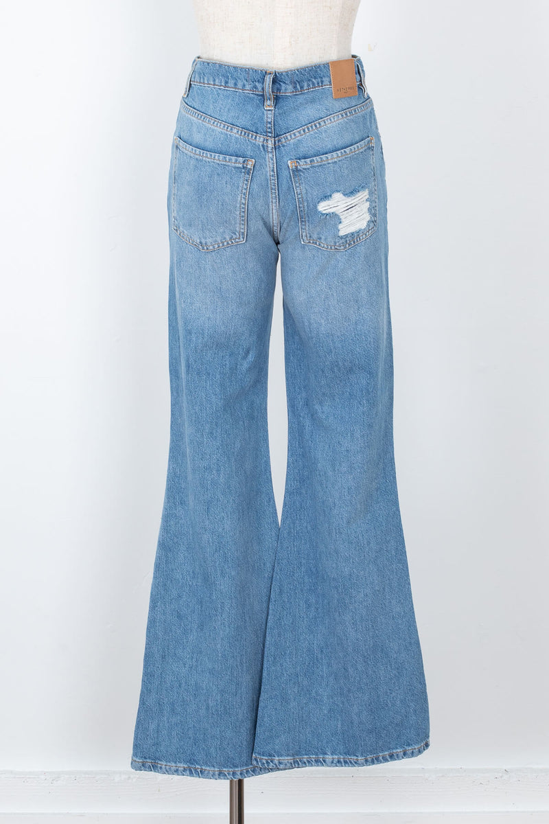 Women's distressed flare blue jeans | Kariella