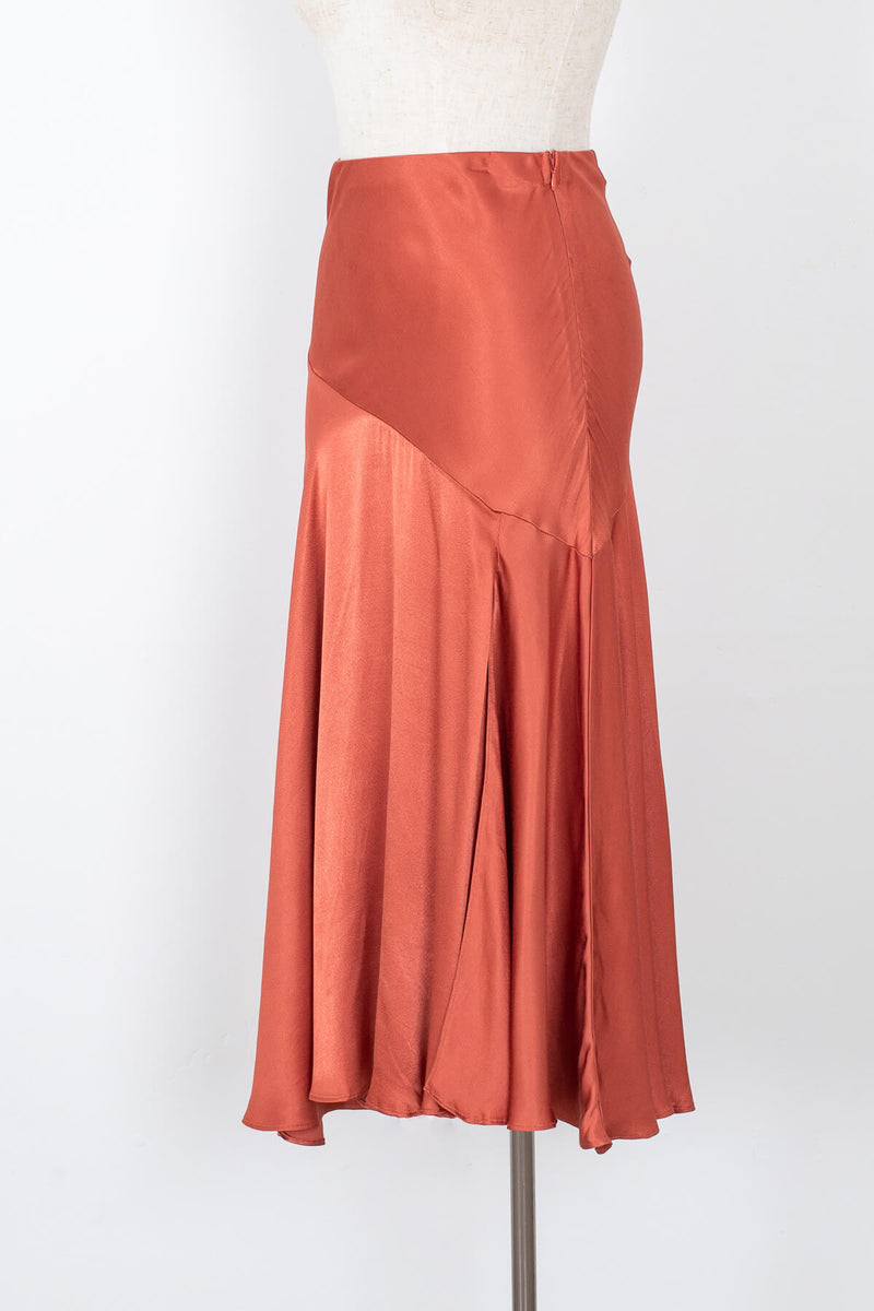 Women's satin asymmetrical midi skirt | Kariella