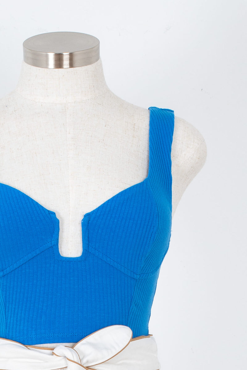 Women's bright blue crop tank top | Kariella