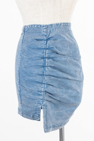 Women's ruched jean mini skirt | Kariella