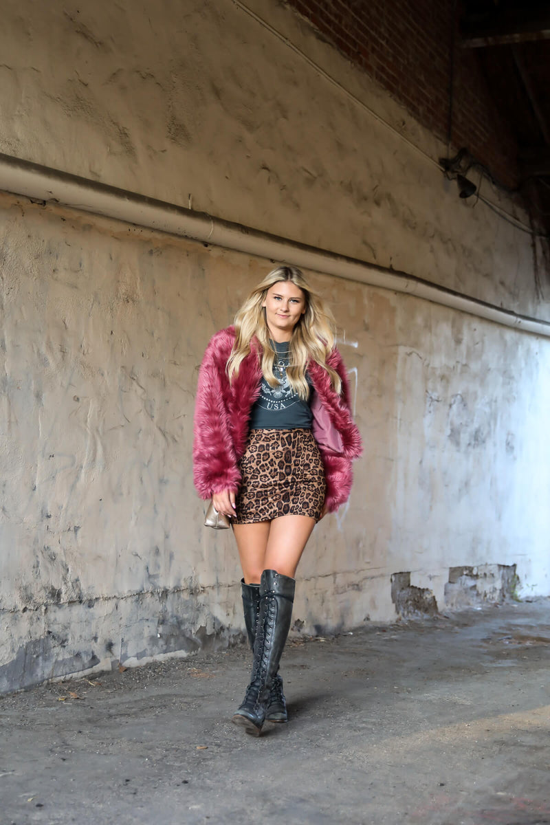 Women's cheetah print mini skirt for fall | Kariella