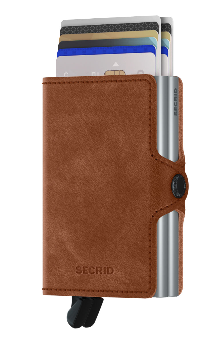 secrid twinwallet cognac silver