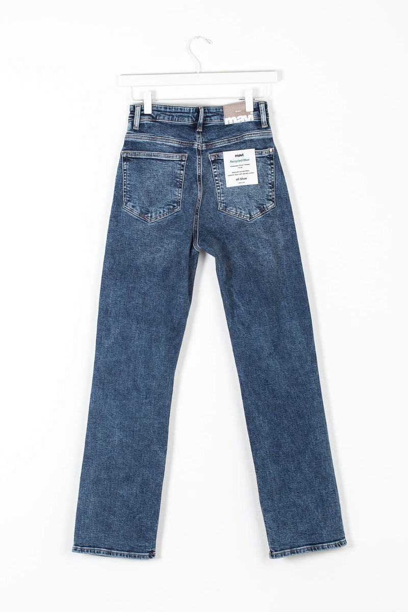 Distressed straight leg jeans