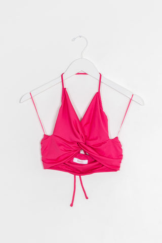 Women's bright pink halter crop top | Kariella