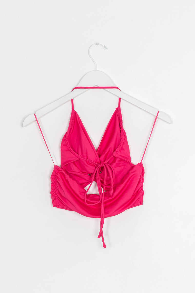 Bright pink halter crop top | Kariella