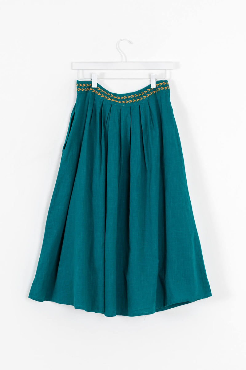 Women's teal boho midi skirt | Kariella