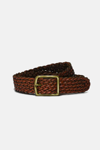brown braided leather belt