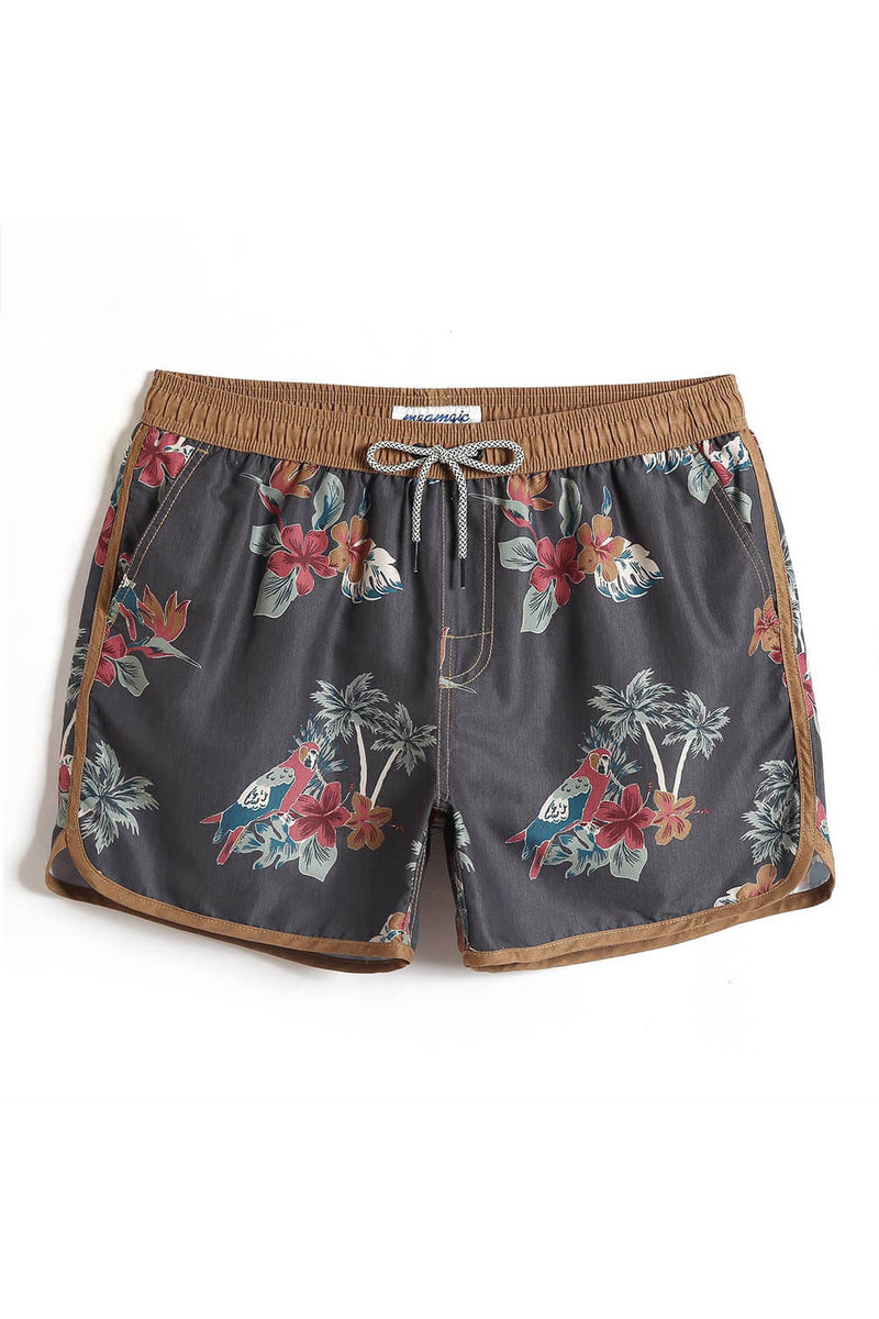 brown parrot swim trunks for men