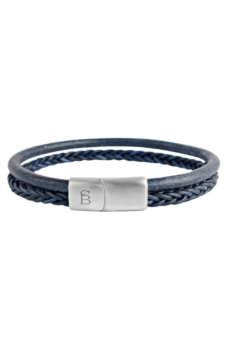 steel & barnett silver denby leather bracelet