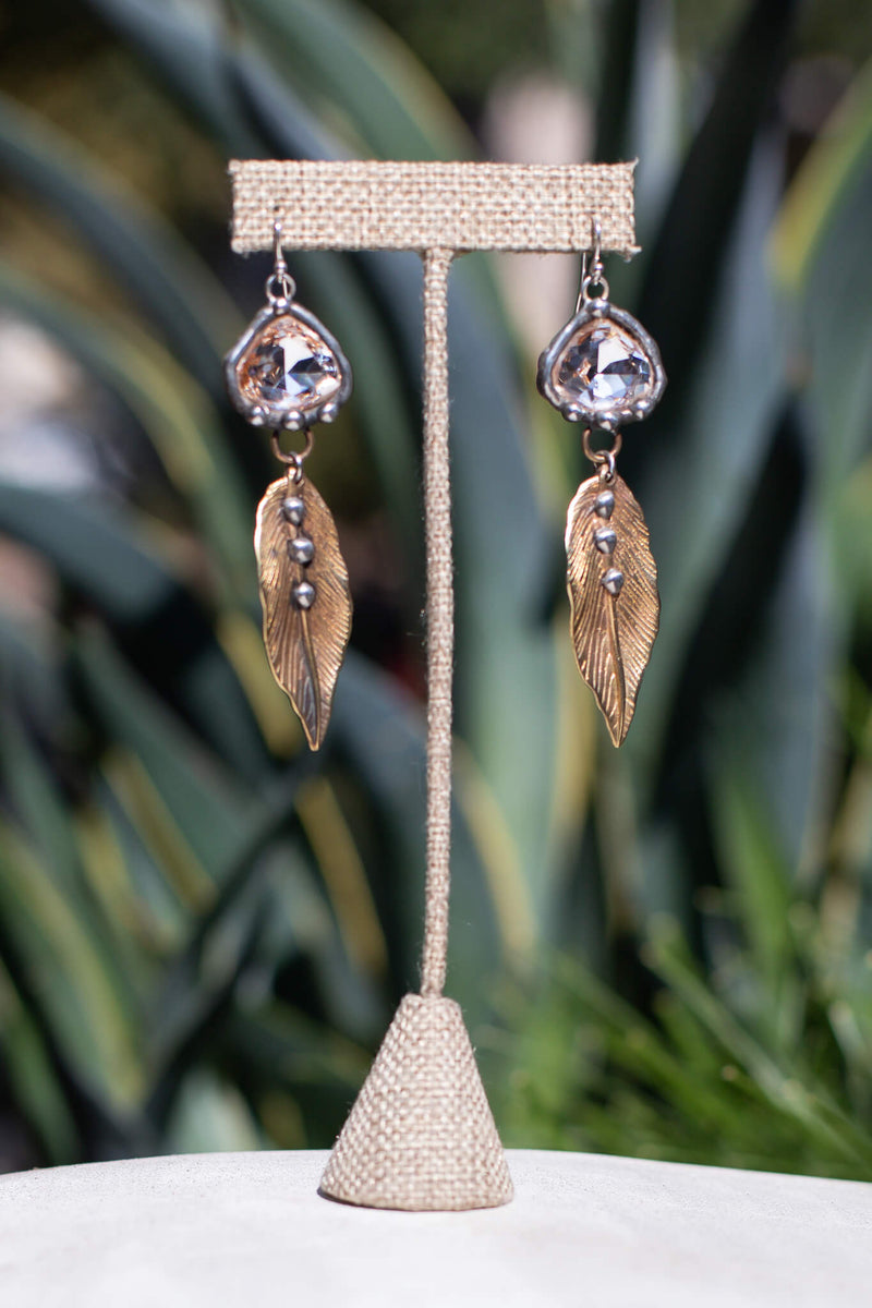 Crystal Leaf Drop Earrings - Kariella