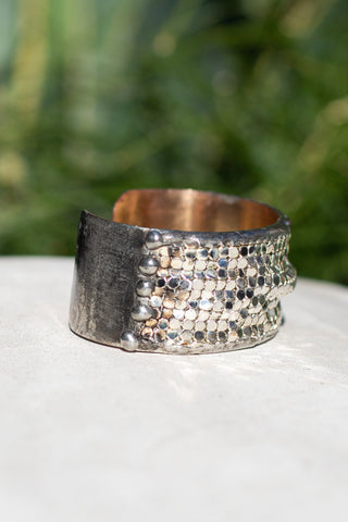 small silver mesh cuff by mikal winn