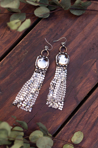 Silver Mesh Fringe Earrings - Kariella