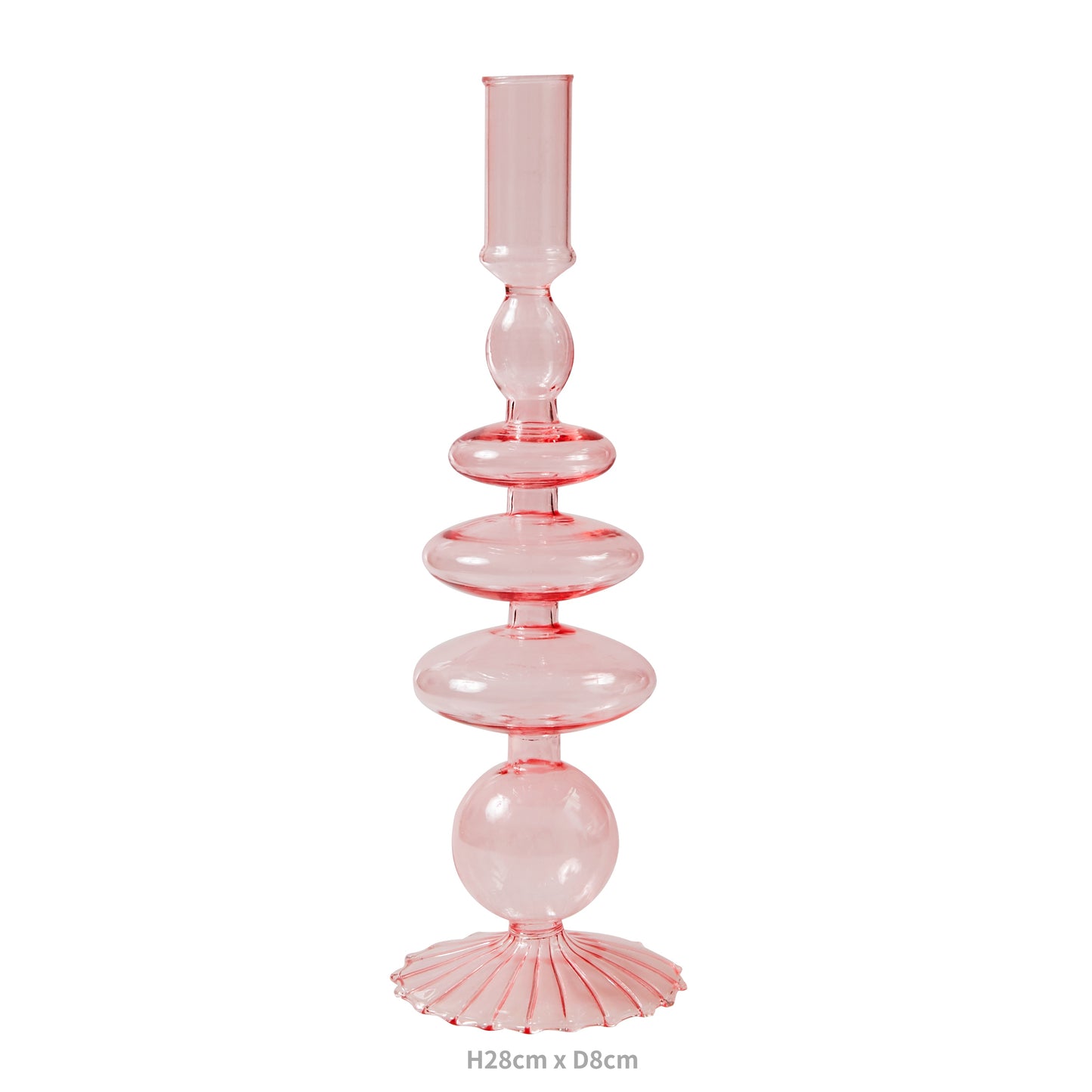 Pink glass candlestick ZOLA