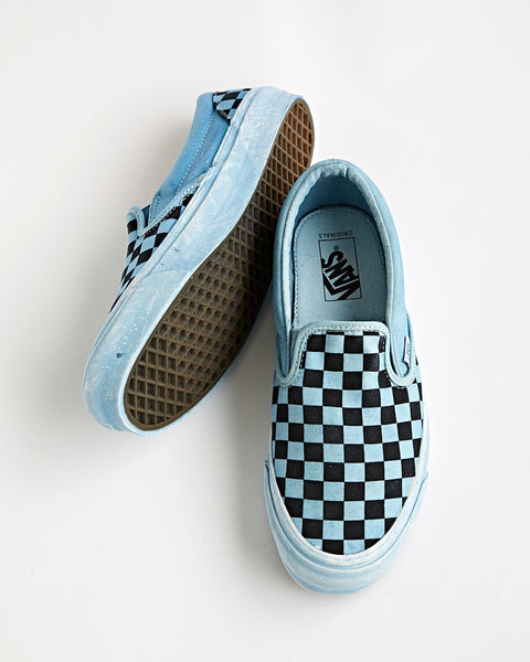 green and blue checkered vans