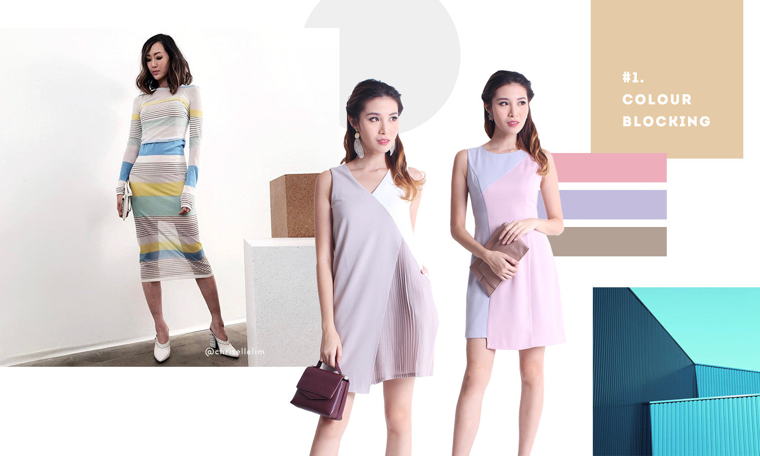 colourblocking dress and pastel colours