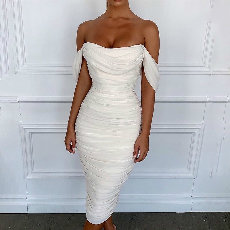 off white off the shoulder dress