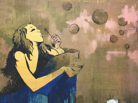LA street art mural Bubbles by Kim West