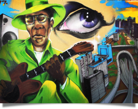 Sao Paulo street art Guitar man graffiti by Chris Daze Ellis