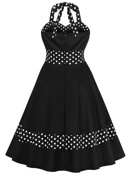 50S Retro Halter Polka Dots Rockabilly Cocktail Swing Dress – killreal  fashion