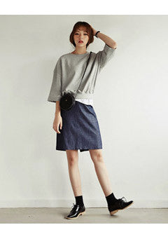 Side Banding Denim Skirt