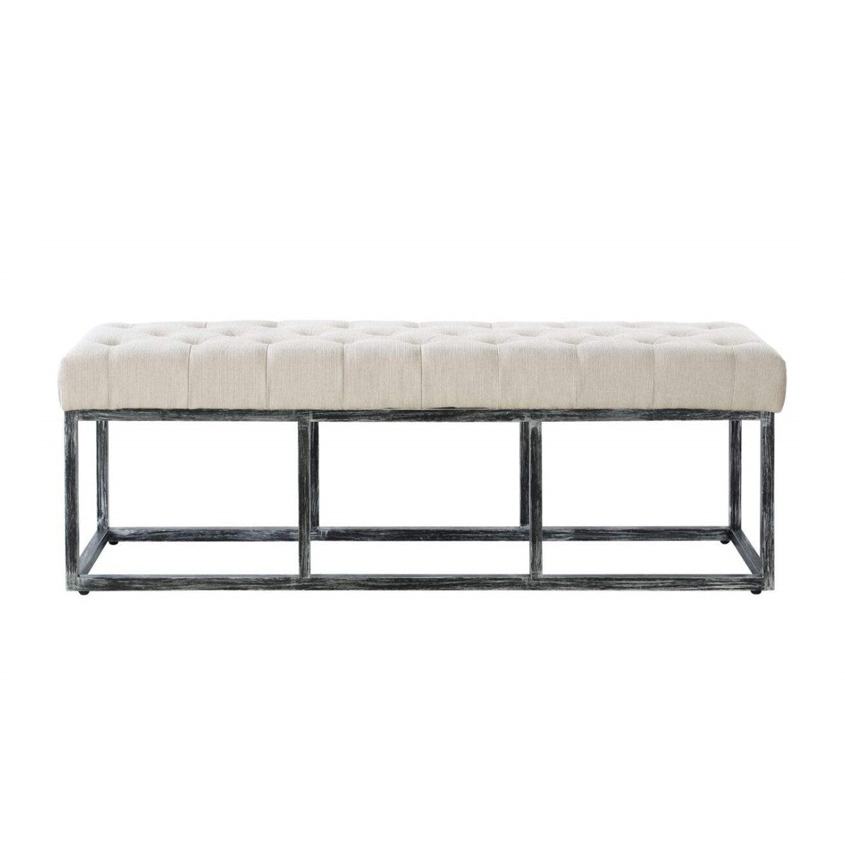 tufted metal bench