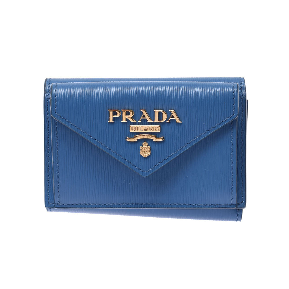 アウトレット 美品 箱付 PRADA プラダ1MH021 3つ折り財布 コンパクト