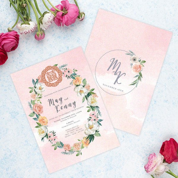 Sweet Rose Coloured Wedding Card by Art in Card