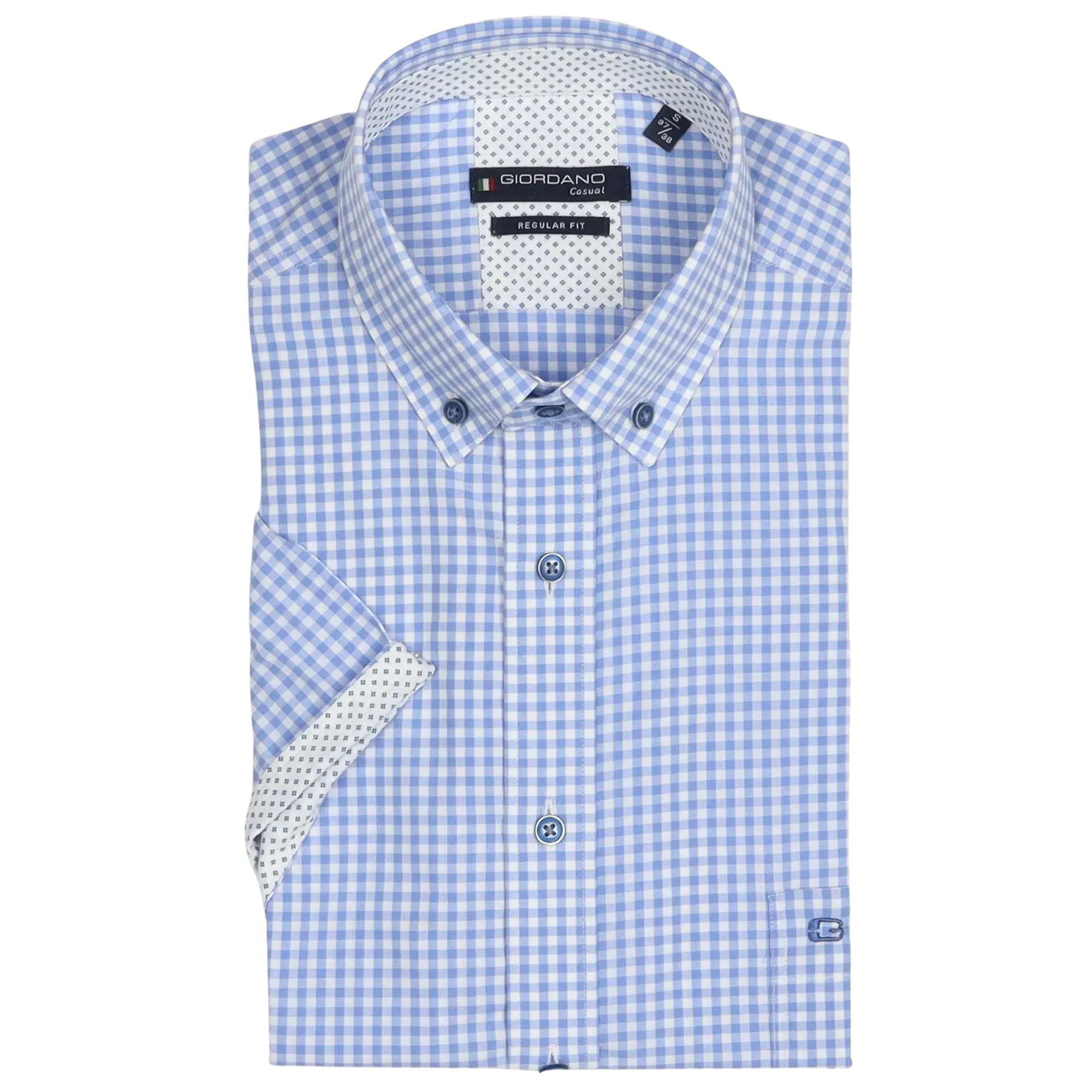 Giordano Short Sleeve Button Down Check Shirt for Men