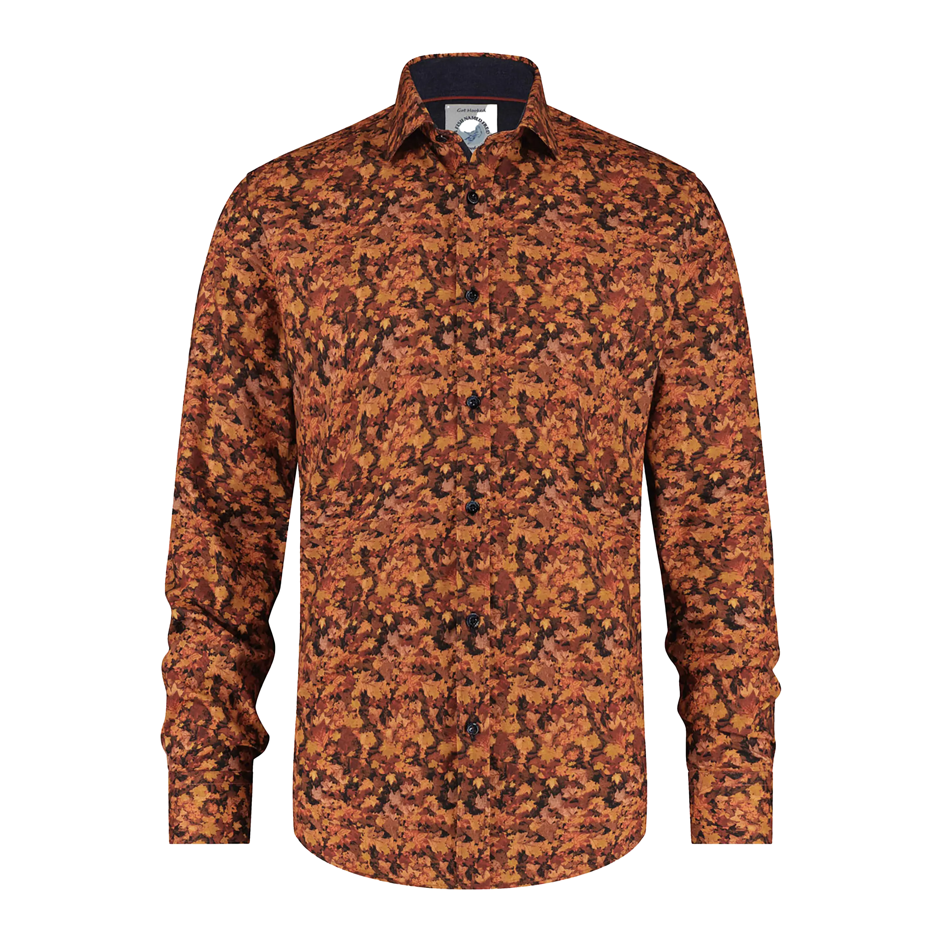 A Fish Named Fred Leaf Pattern Long Sleeve Shirt