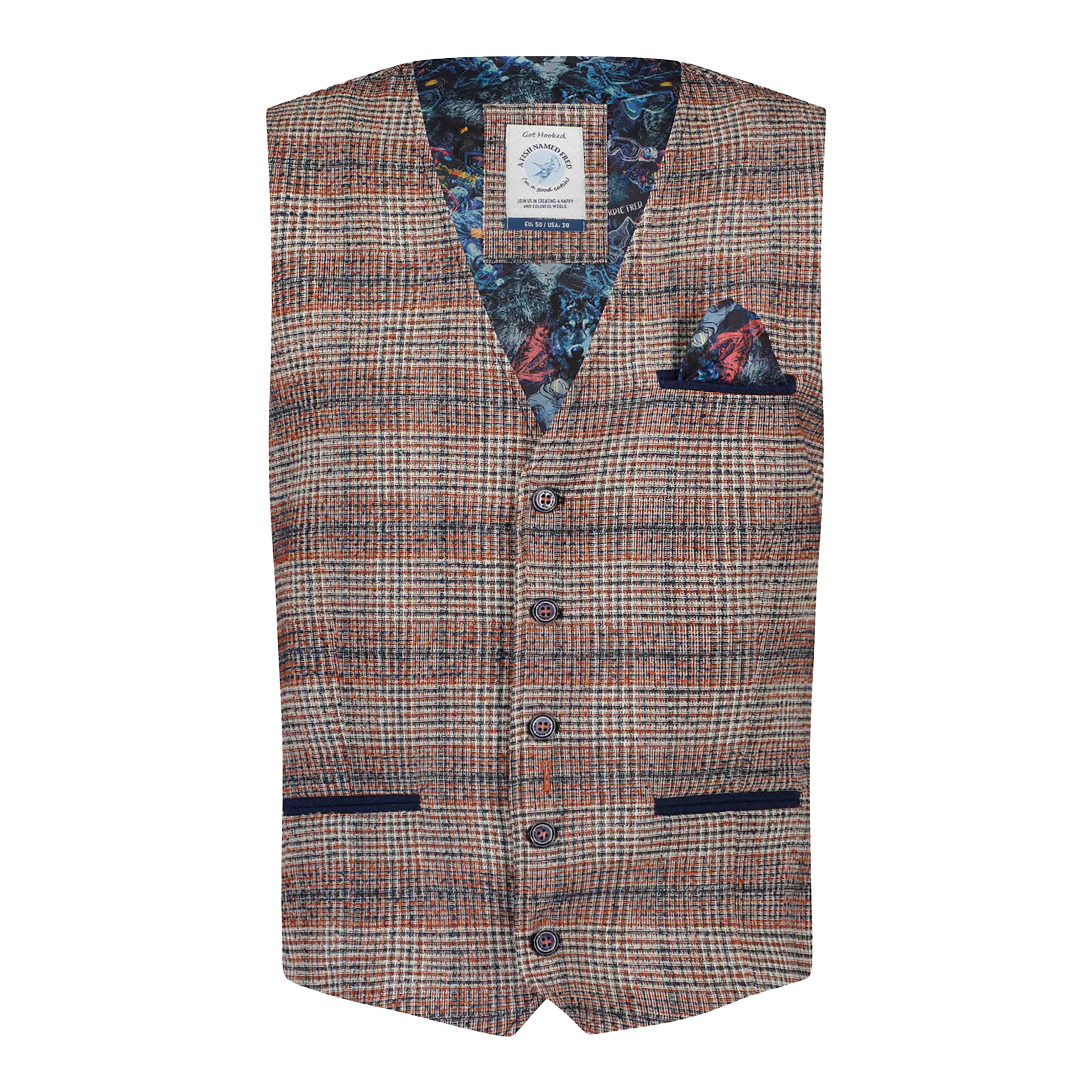 A Fish Named Fred Waistcoat Structure Check for Men
