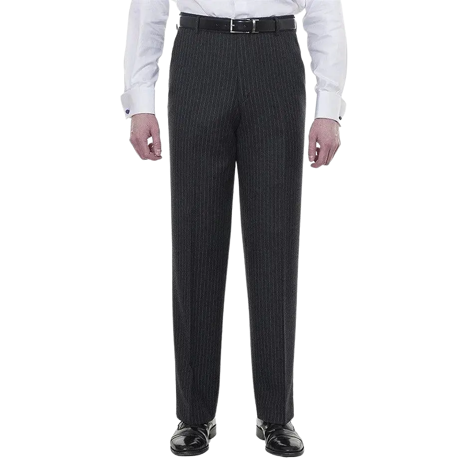 The Label Classic Fit Wool Suit Trousers for Men in Charcoal Stripe