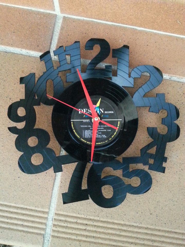 Clock made from vinyl record