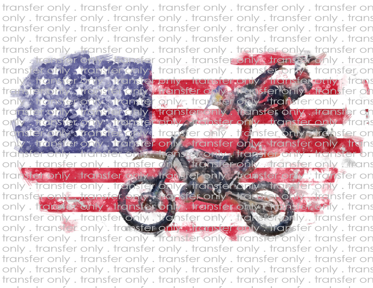 American Flag Dirt Bike Motorcross - Waterslide, Sublimation Transfers