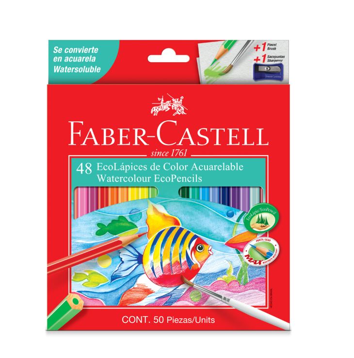 Subir fluctuar combate Ecolápices Acuarelables Hex (48 Colores+Tajador) Faber Castell –  materiales.com.bo