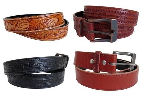 stamped tooled leather belts for men and women