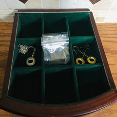 Pareure Jewelry Jewelry inside the compartments of an anti-tarnish lined jewelry box drawer.