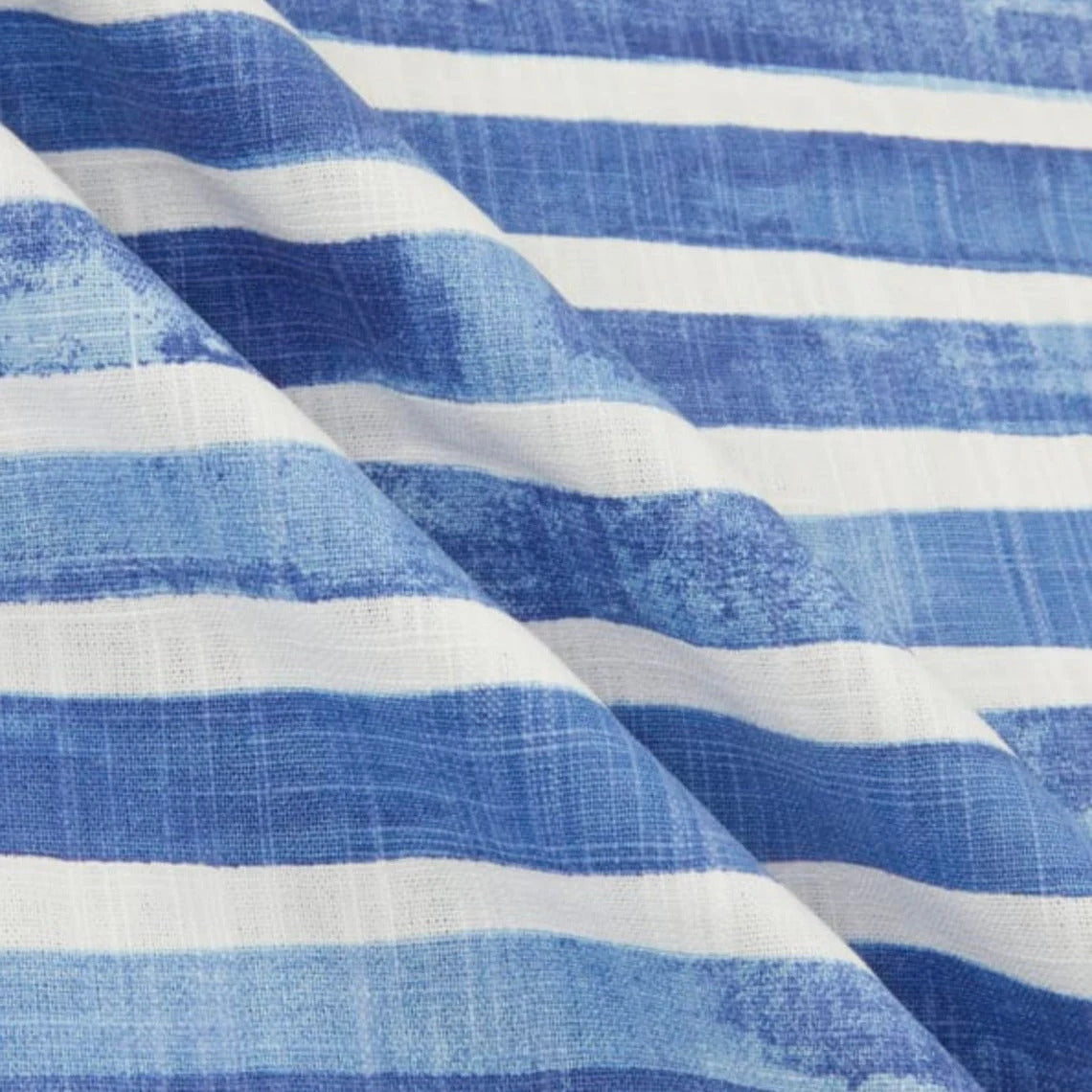shower curtain in nelson commodore blue horizontal watercolor stripe