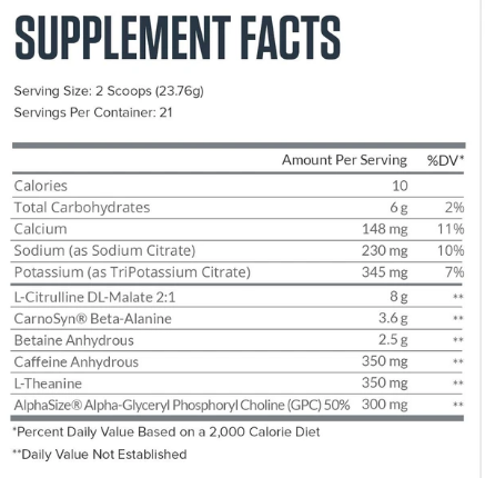 pulse pre workout ingredients label
