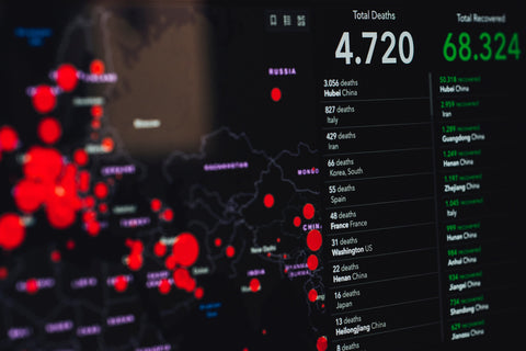 coronavirus pandemic statistics on a computer screen