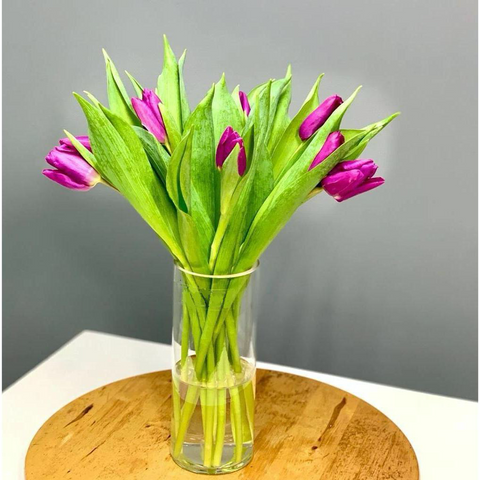 Upscale & Posh Tulips Bouquet With Vase