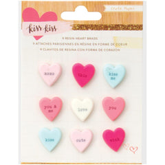 Candy Hearts Resin Brads Paper Kiss Kiss