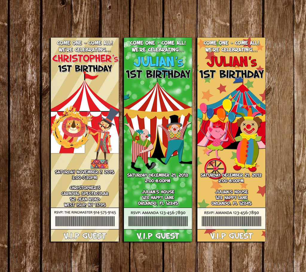 Novel Concept Designs - Circus - Carnival - Birthday Party Ticket
