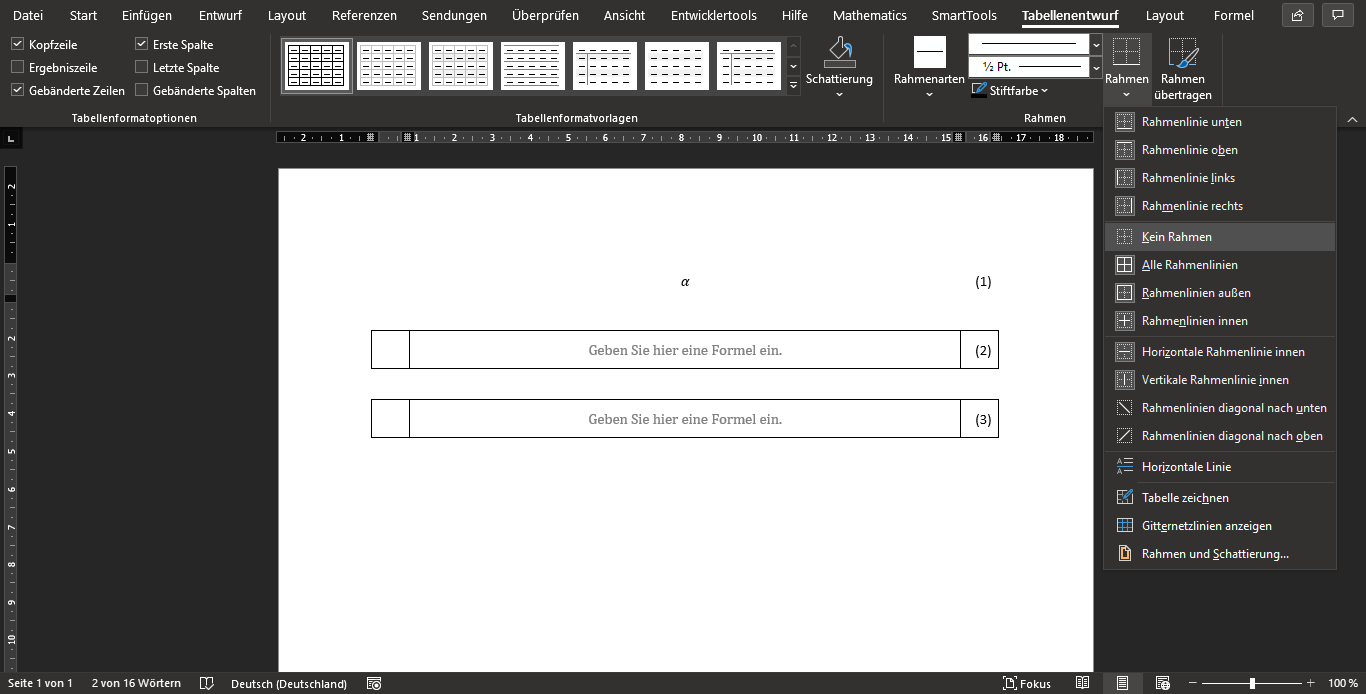 Formeln in die Vorlage einfügen und Layout anpassen