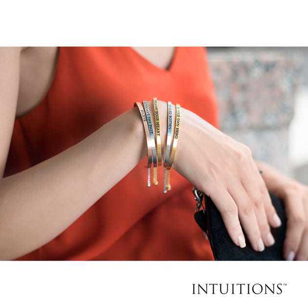 Intuitions Stainless Steel I Live by Faith Diamond Accent Adjustable Bracelet