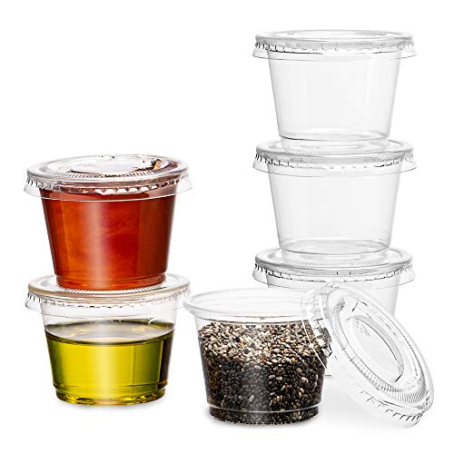 Plastic Portion Cups w/ Lids Disposable Sauce Condiment Restaurant Supplies 