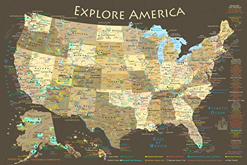 Map Of National Parks In Usa National Parks Map Poster With Usa Travel Destinations (24W X 16H Inches) –  Unlimitedcellular