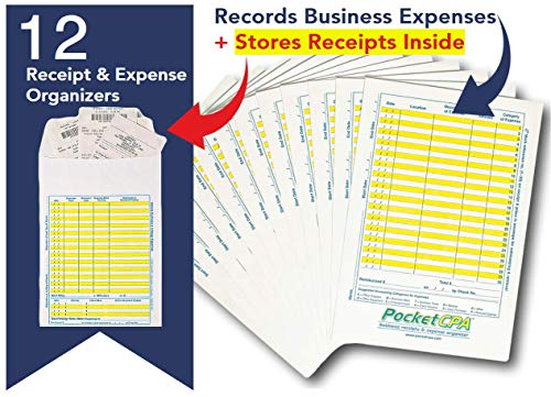 6.5 x 9.5.” By PocketCPA. Includes Mileage Log Receipts Holder & Expense Organizer Envelopes. Track & Log Business Expenses Has Inside Pocket to File Tax Helper Pack of 12 Store & Keep Receipts